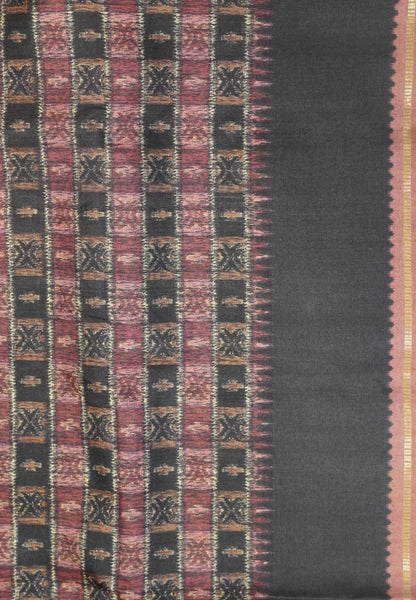 Semi Matka Tussar Saree-Onion Pink with Contrast Border and Zari Checks