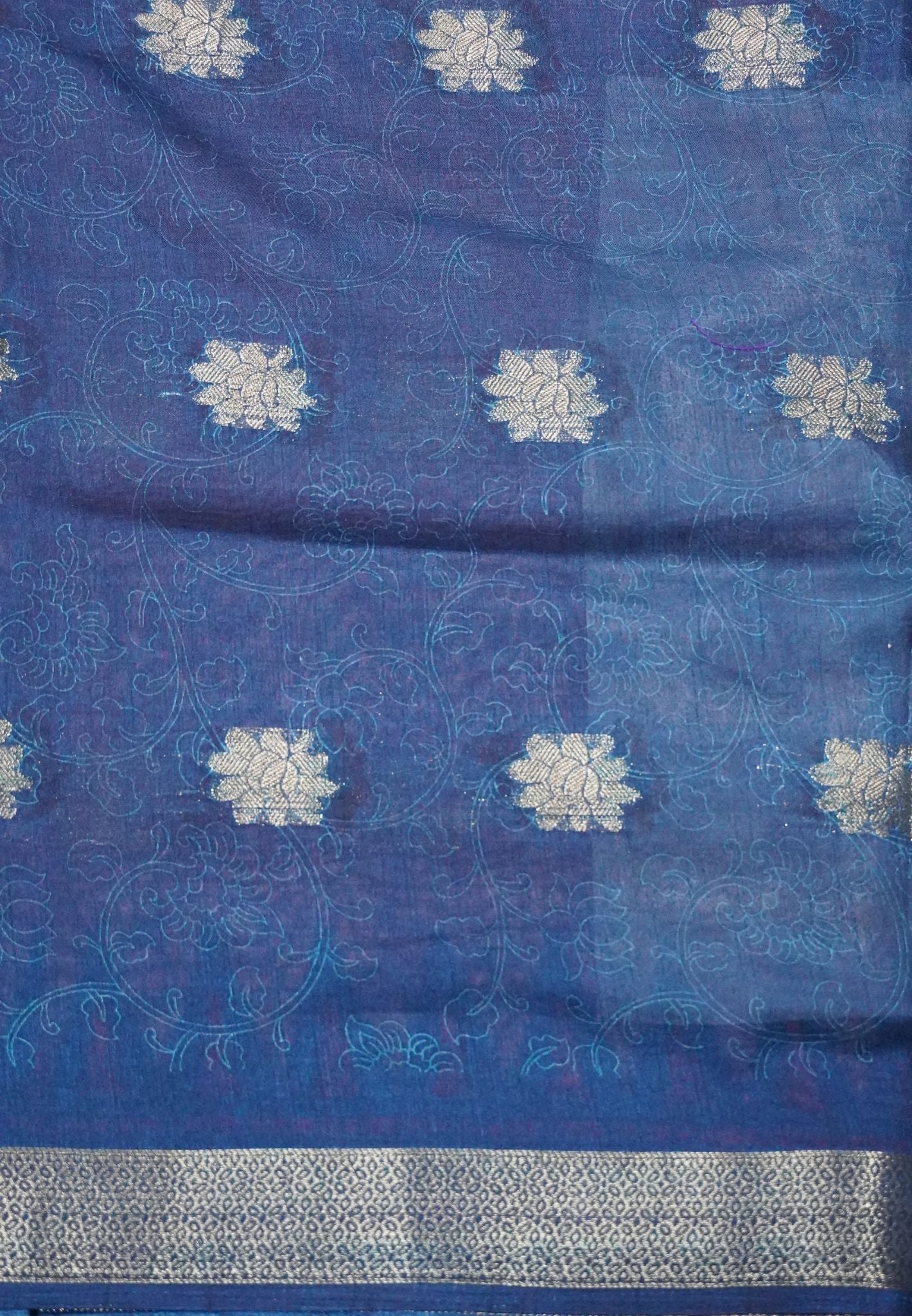 Dola Saree with Checks and Contrast Border- Pink - Peacock Blue