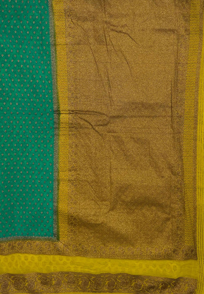 Banarasi Georgette Saree-Teal Green with Contrast Retapet Border