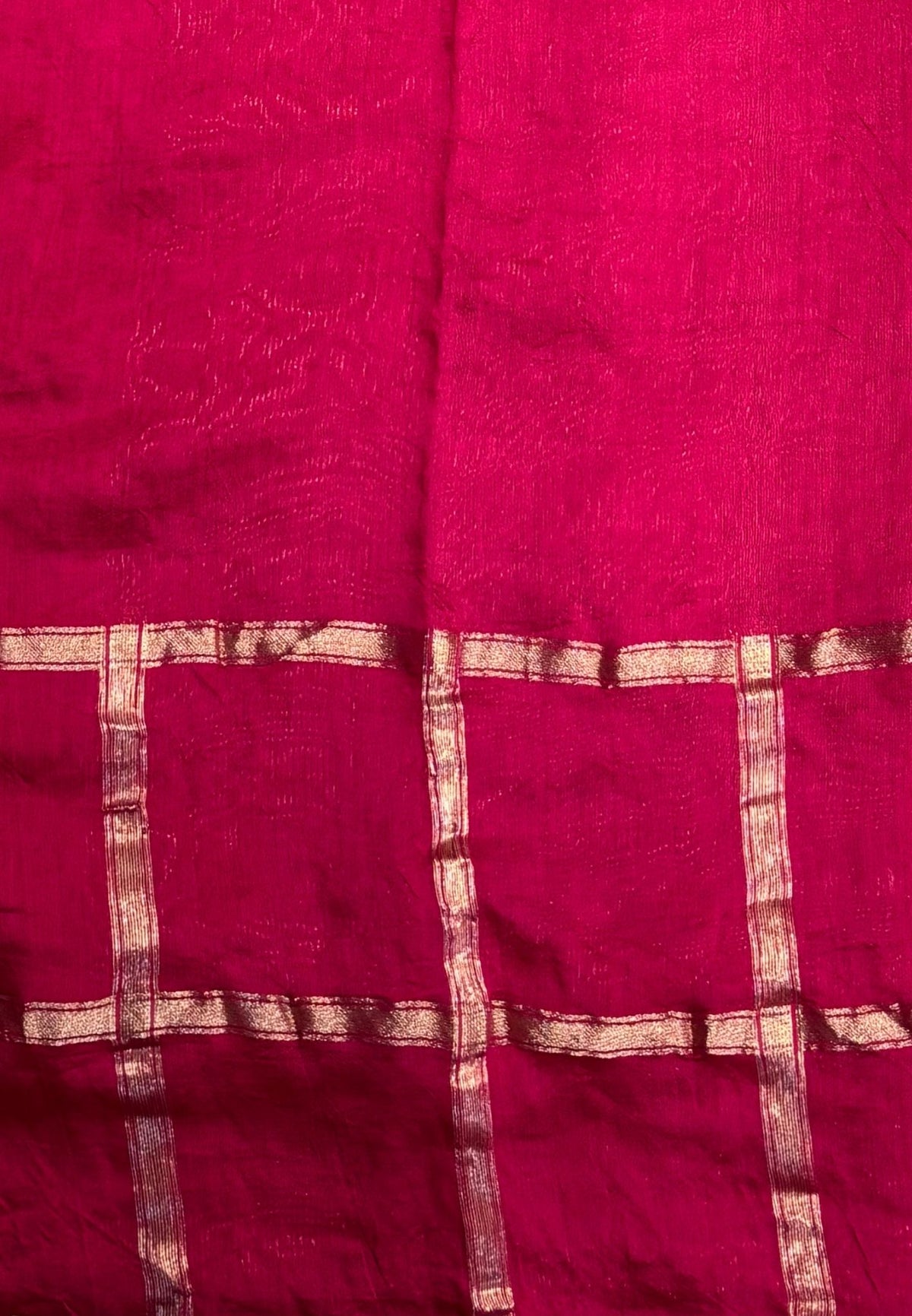 Banarasi Bandeji Saree-Rani Pink in Checked Zari Border