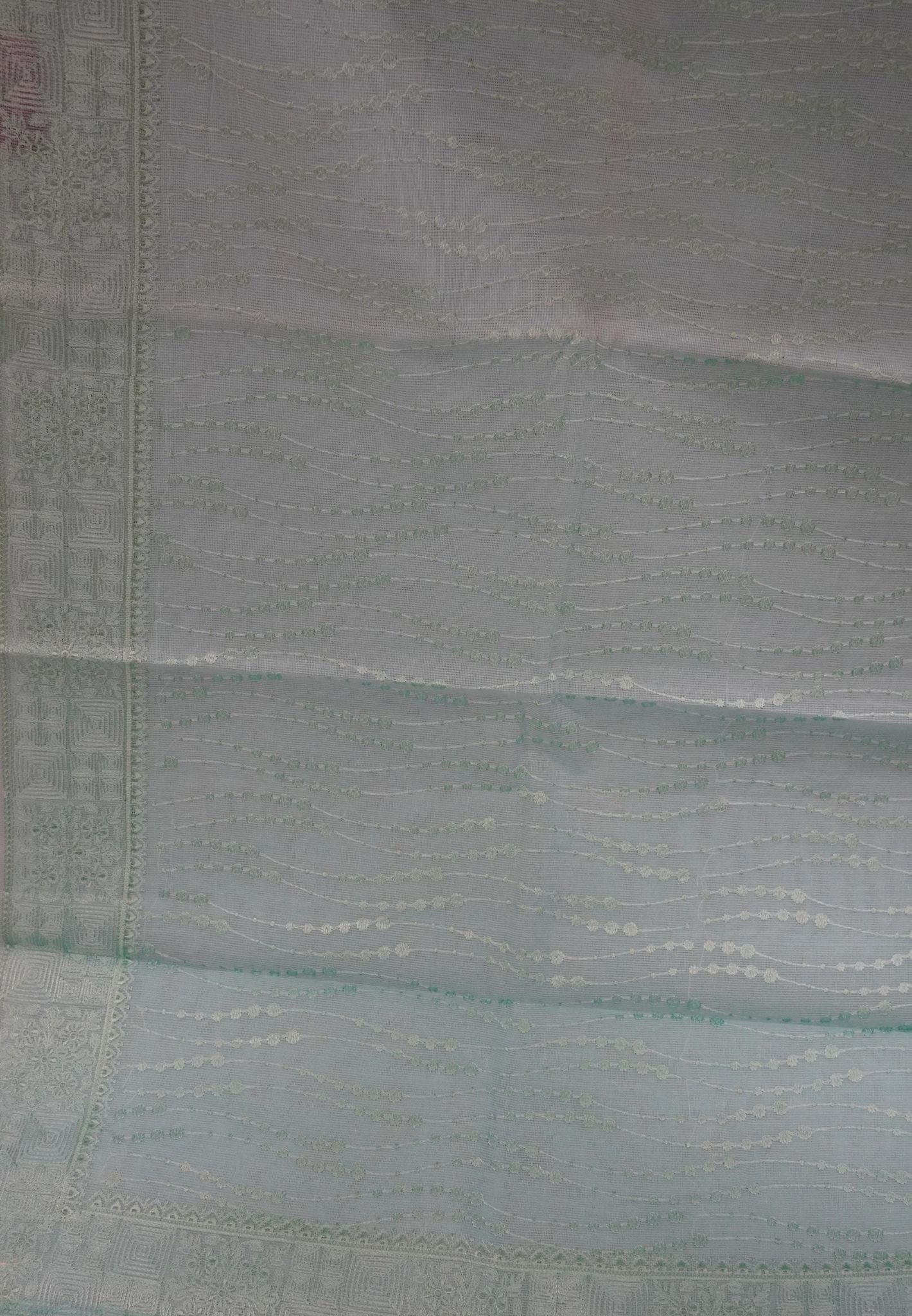 Tissue Saree-Aqua Green with Embroidery Work