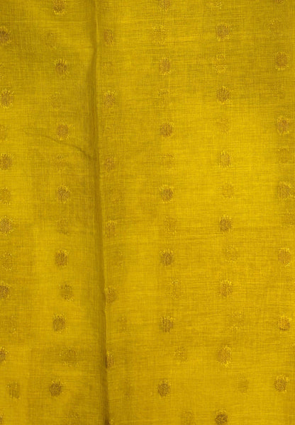 Soft Jute Tussar Saree-Mustard In Square Check Zari Border
