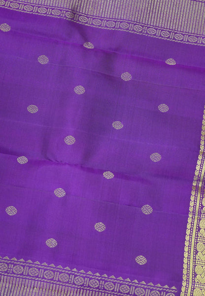 Pure Kanchipuram Silk Saree - Pinkish Orange with Small Border