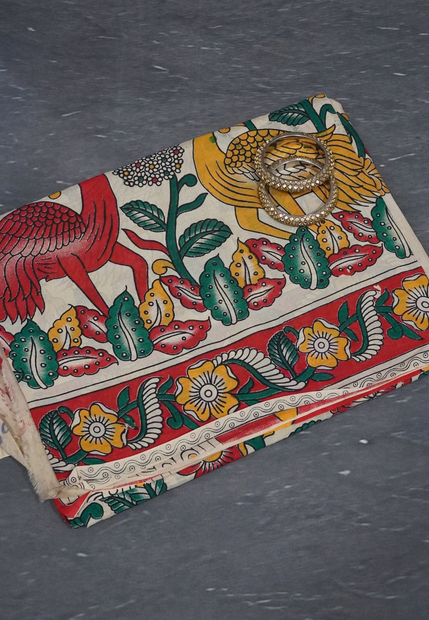 Kalamkari Cotton Saree - Beige