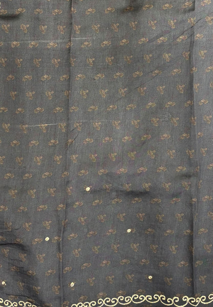 Pure Organza Saree-Black In Double Scroll Lace Border