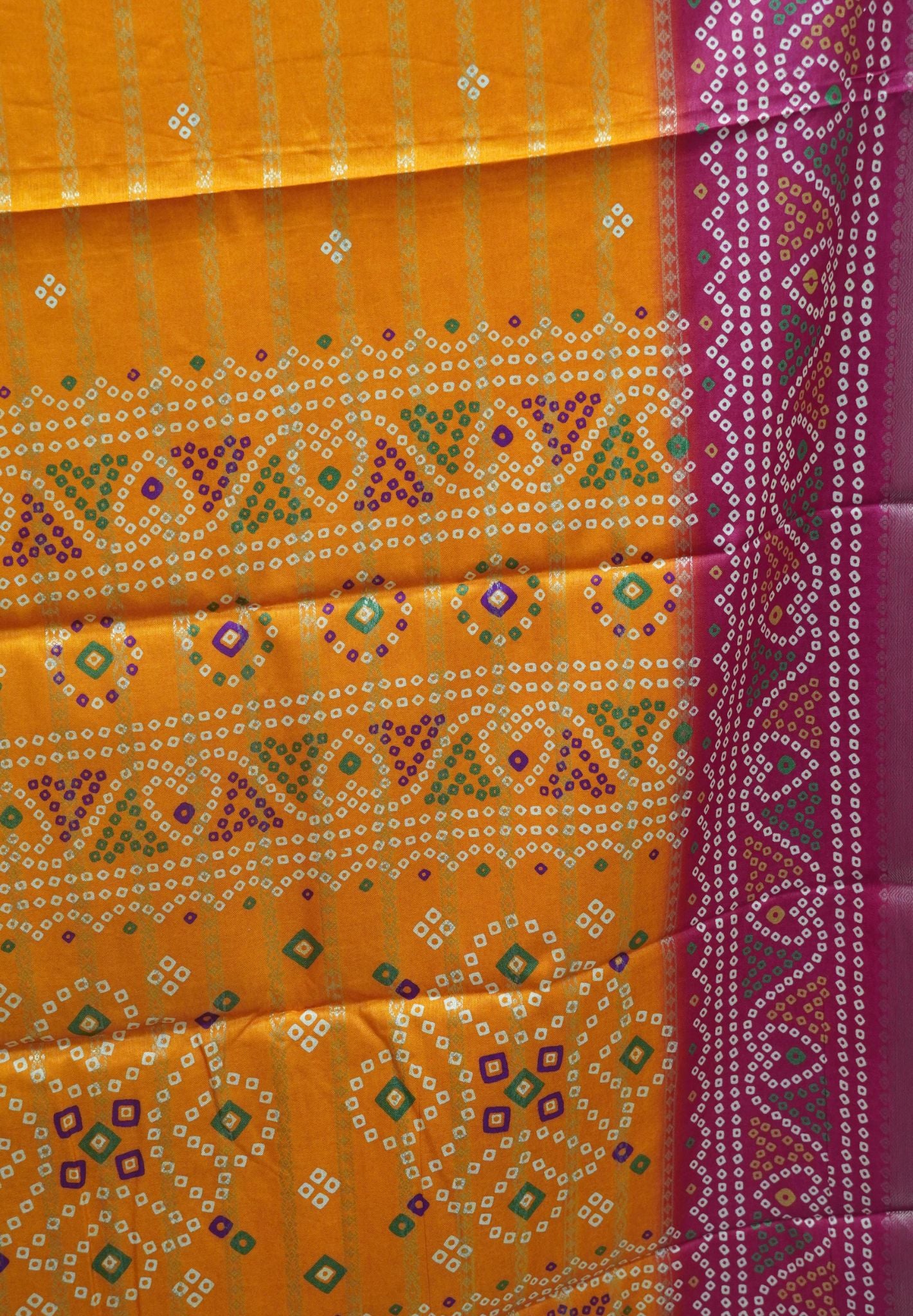 Dola Silk Saree-Orange with Bandhini Print
