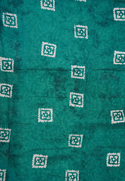 Batik Tussar Saree-Teal Green with Batik Print