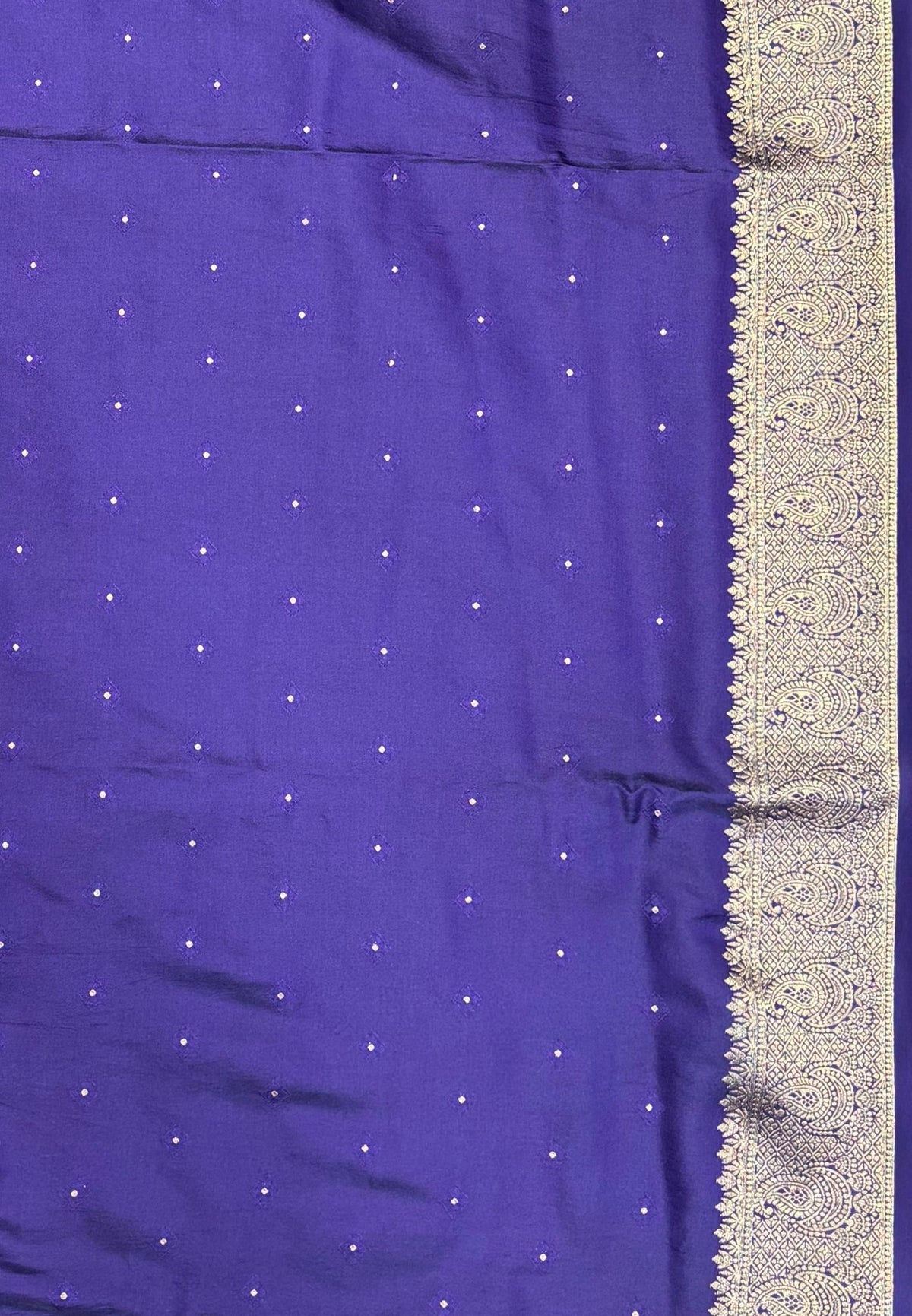 Gaji Silk Saree-Violet in Paisley Jhumka Zari Border