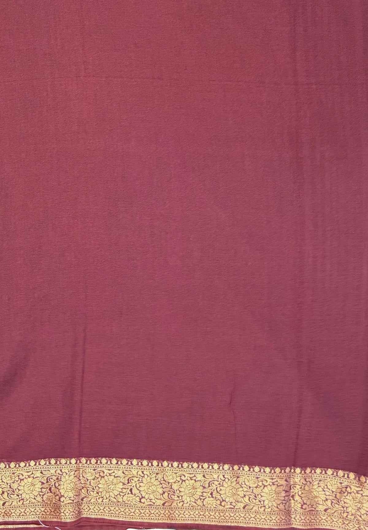 Banarasi Georgette Saree-Brown with Mini Leaf Butta and Zari Border