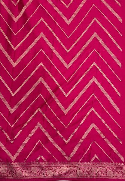 Chinon Silk Saree-Rani Pink with Antique Floral Border