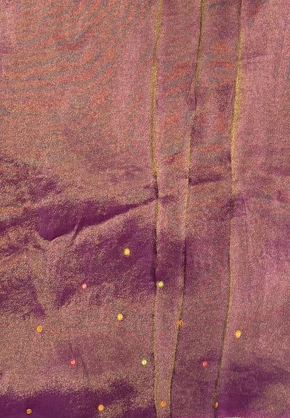 Viscose Saree-Purple In Fine Stripe Zari Border