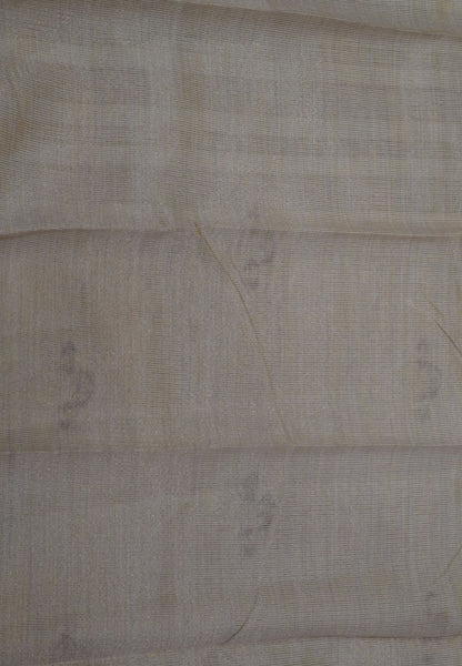 Semi Tussar Saree-Off White with Floral Zari Motif
