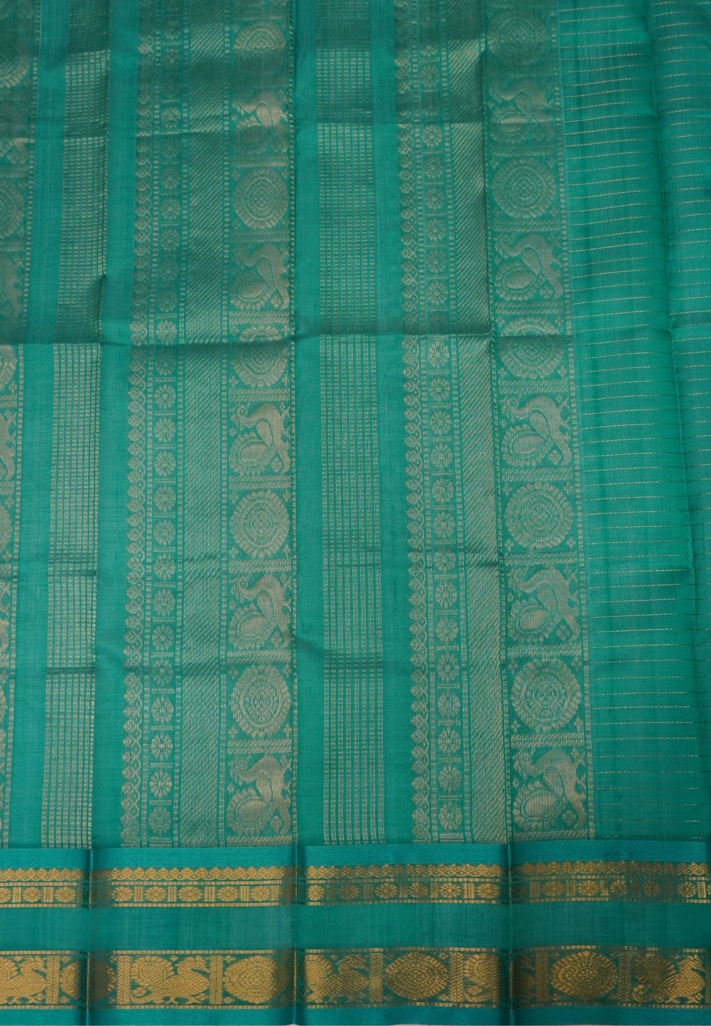 Pure Silk Cotton Saree-Purple in Golden Zari Checks with Contrast Border
