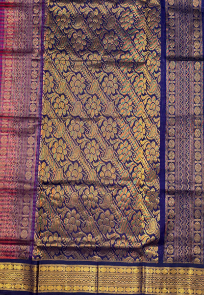 Pure Silk Cotton Saree-Pink In Kalyani Zari With Contrast Border