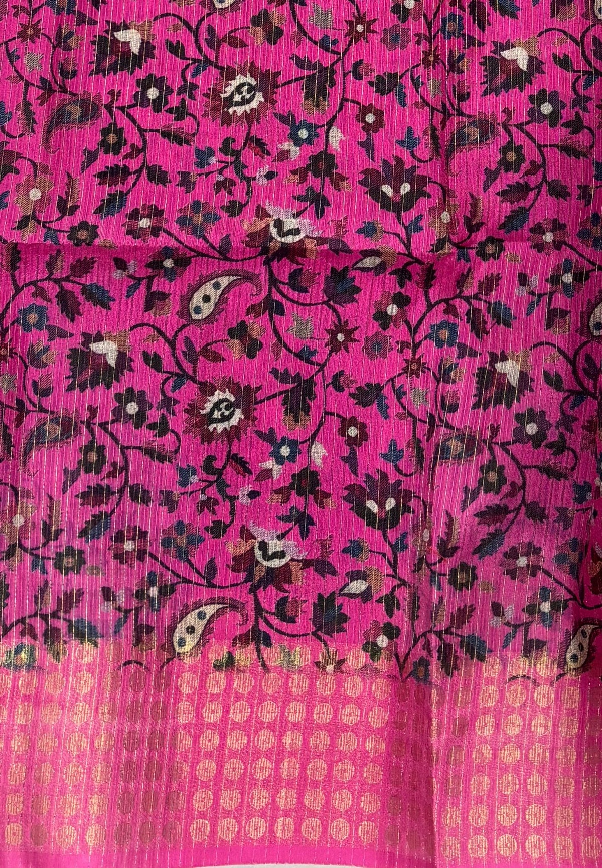 Semi Tussar Saree-Pink with Coin Zari Border