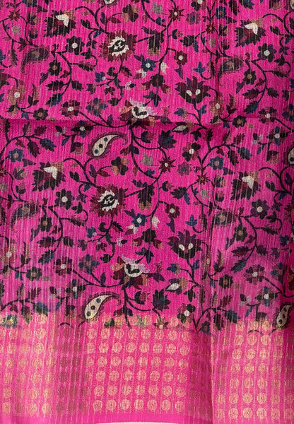 Semi Tussar Saree-Pink with Coin Zari Border