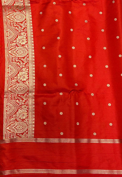 Gaji Silk Saree-Dark Maroon in Butta Retpet Zari with Contrast Border