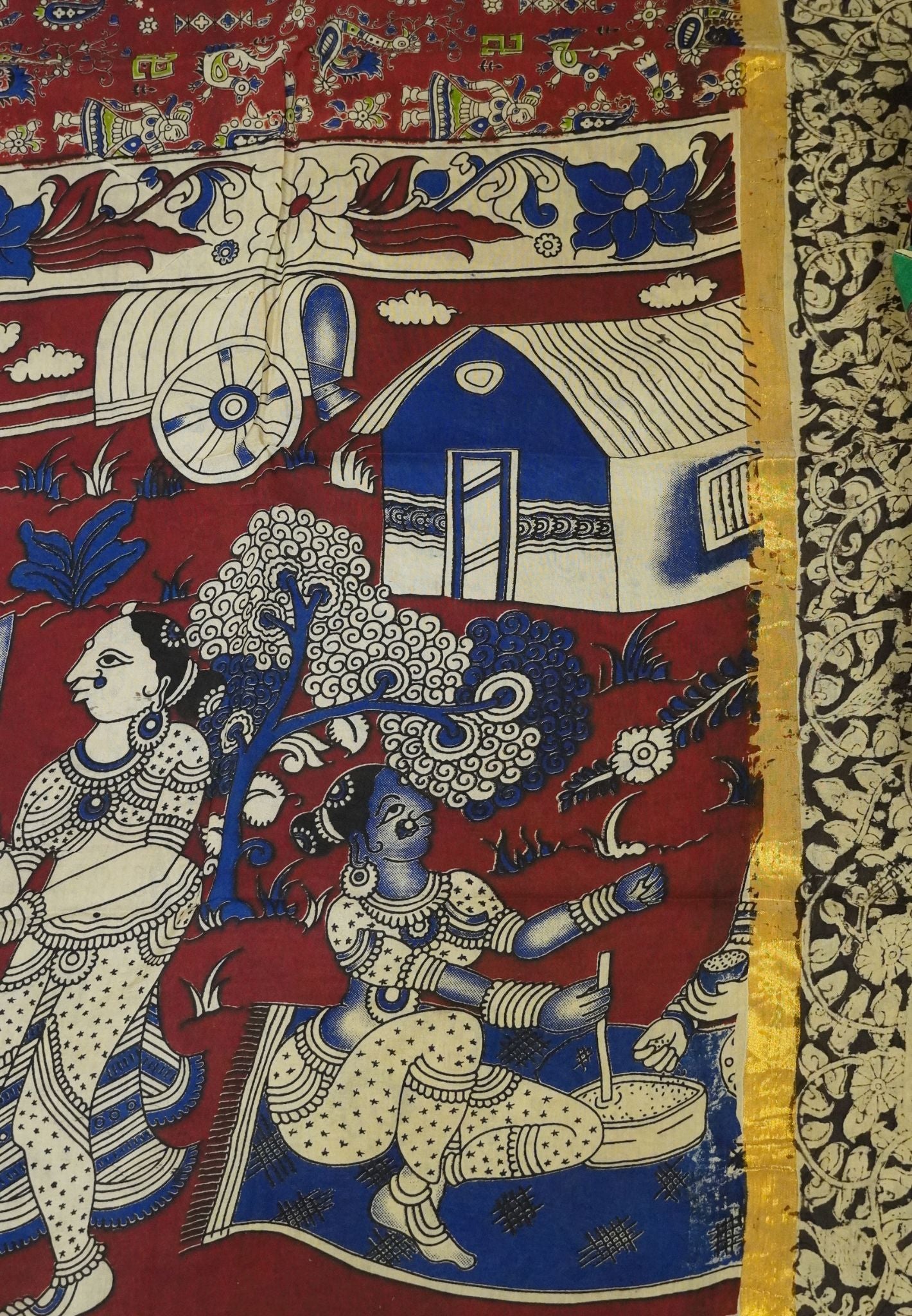 Kalamkari Silk Saree - Maroon