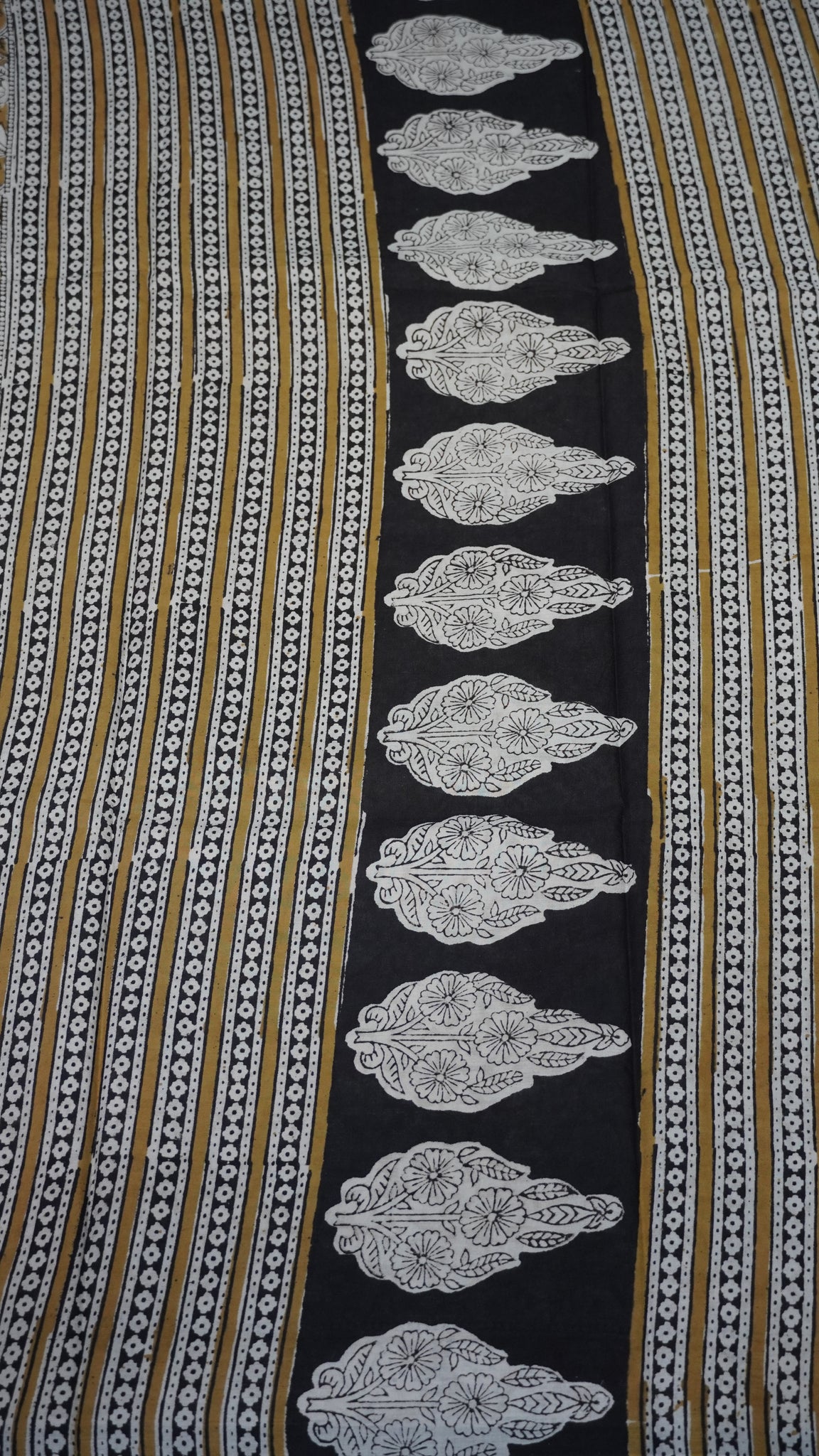 Mul Mul Cotton Saree Black Floral