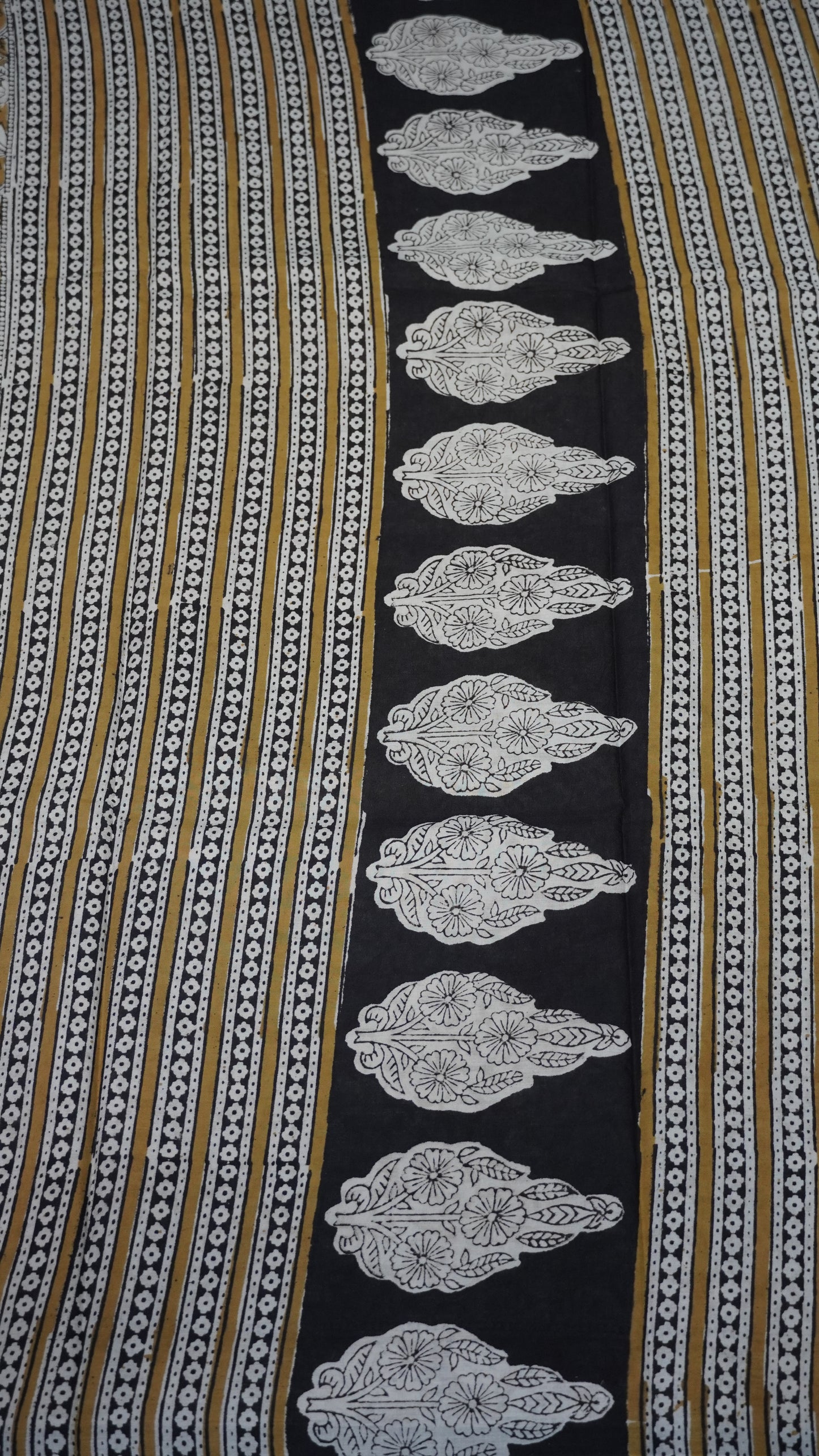 Mul Mul Cotton Saree Black Floral