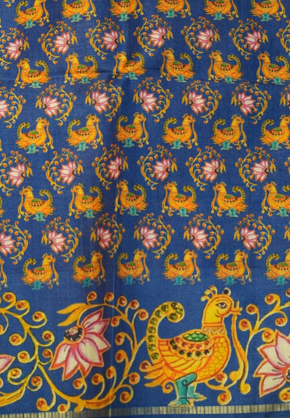 Premium Matka Tussar Saree-Red with Contrast Border in Tanjore Print