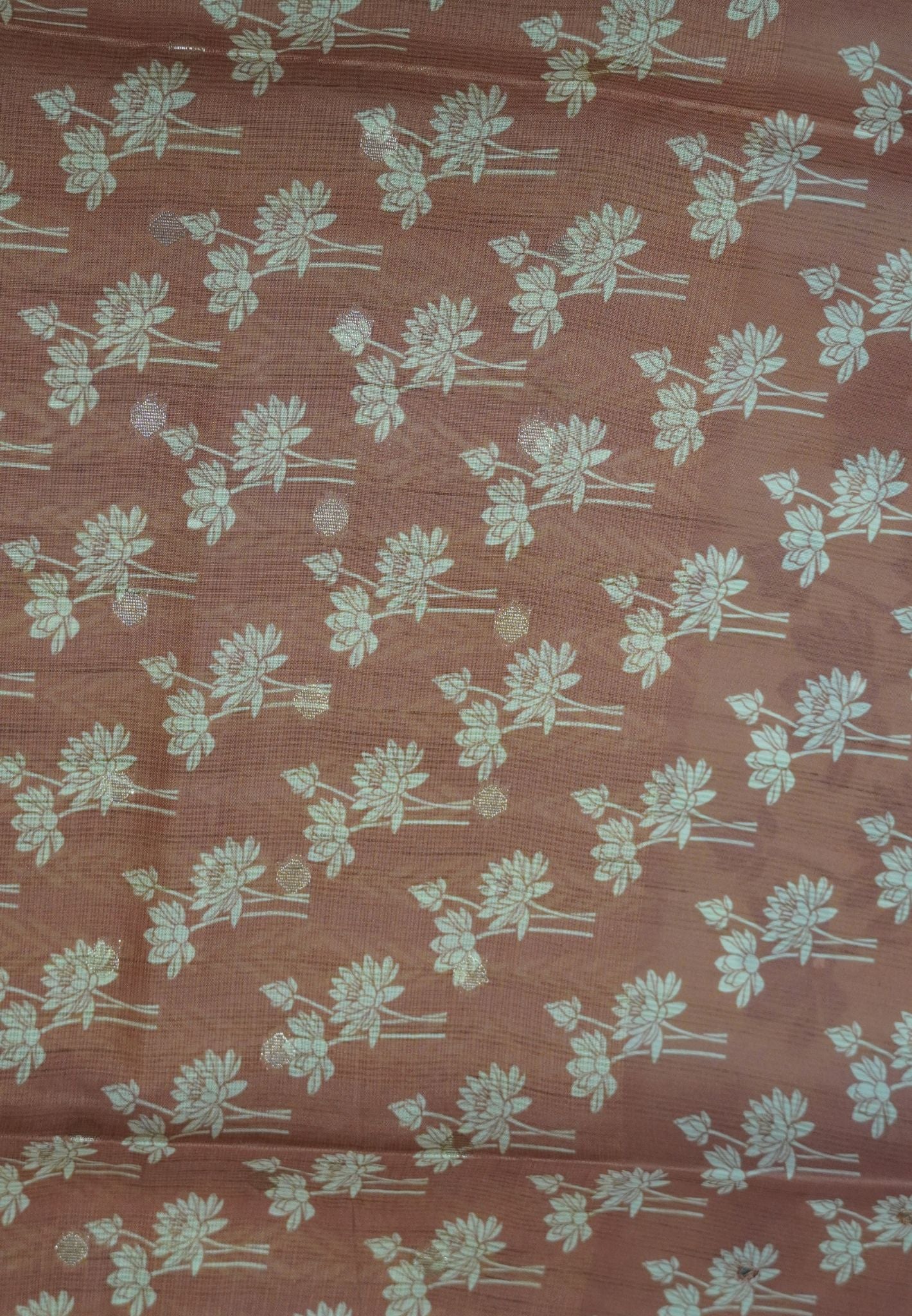 Tissue Kota Saree-Orange with Mirror Work
