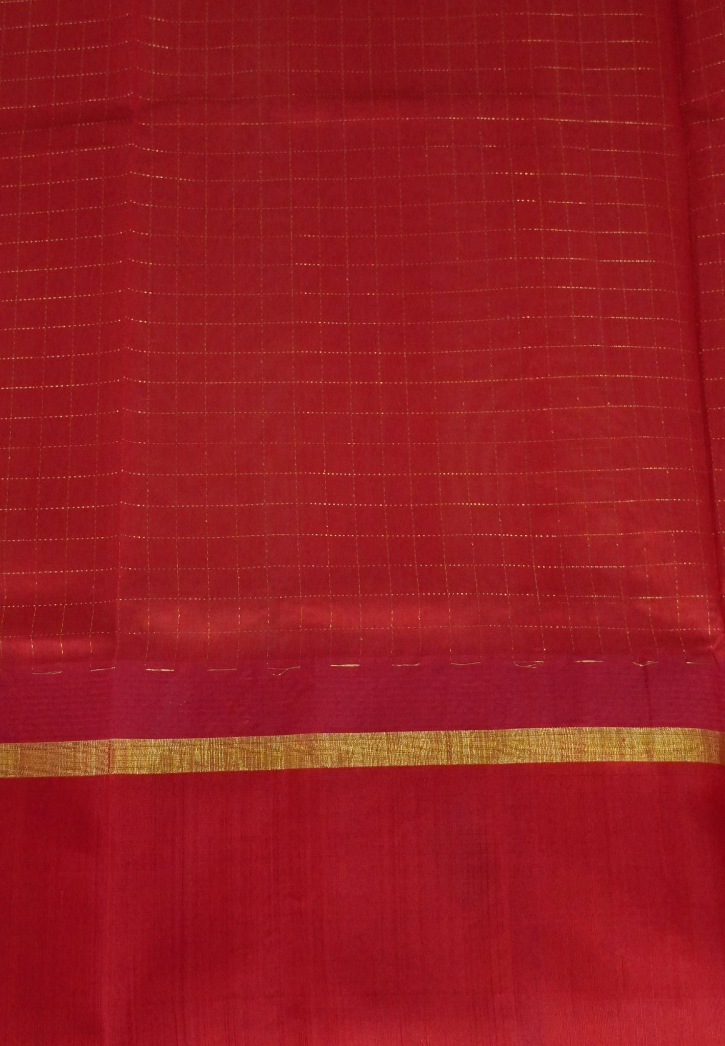 Silk Cotton Saree-Sandal with Red Elephant Zari Border