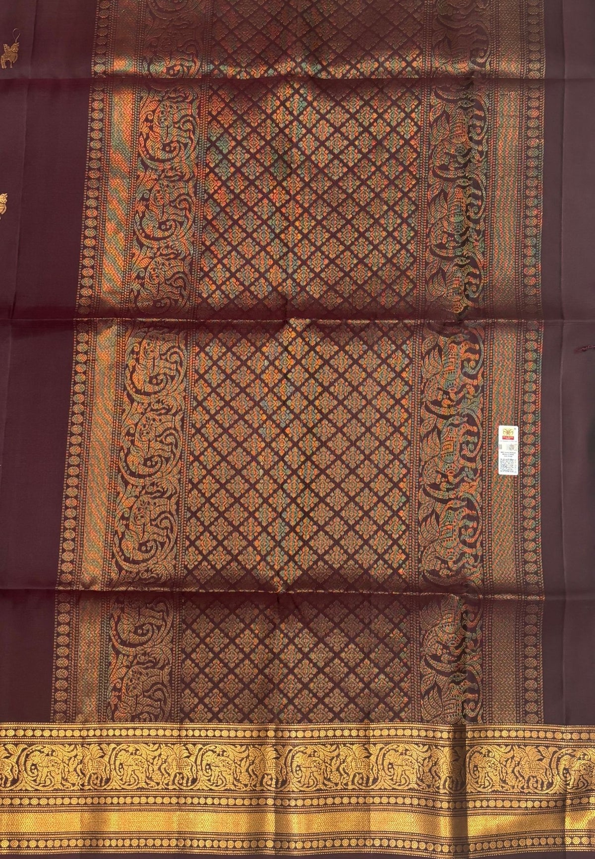 Pure Kanchipuram Silk Saree-Coffee Brown in Unicorn Zari Border