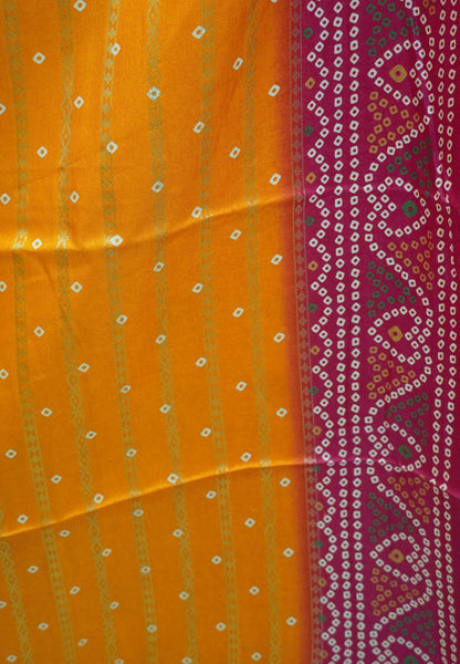 Dola Silk Saree-Orange with Bandhini Print