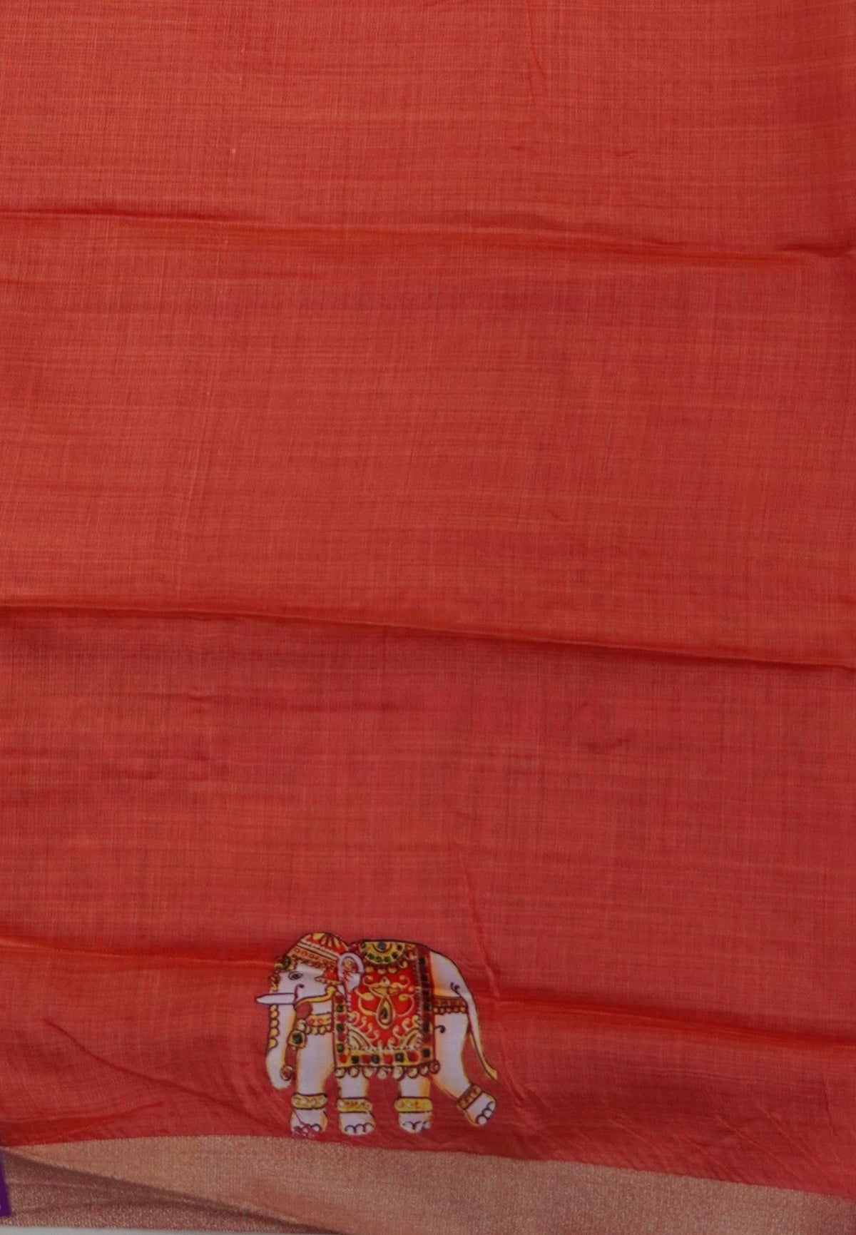 Cora Linen Saree- Olive Green with Tanjore Print