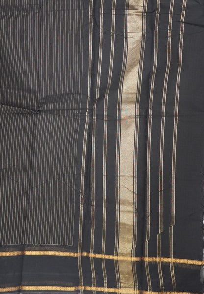 Chettinadu Cotton Saree-Black in Zari Lines with Retapet Border