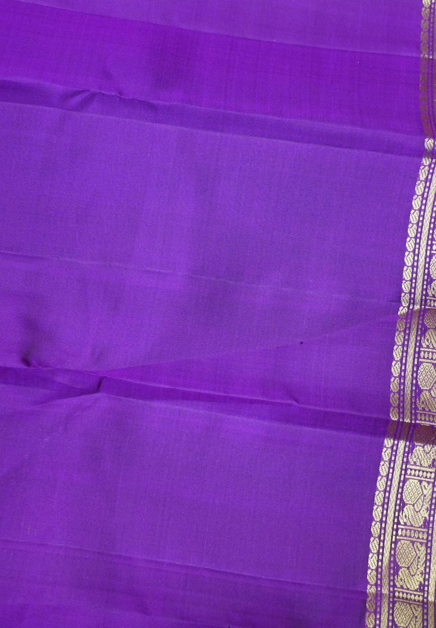 Pure Kanchipuram Silk Saree - Pinkish Orange with Small Border