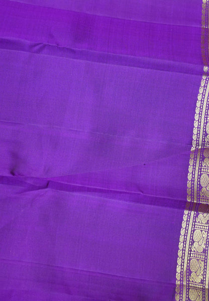 Pure Kanchipuram Silk Saree - Pinkish Orange with Small Border