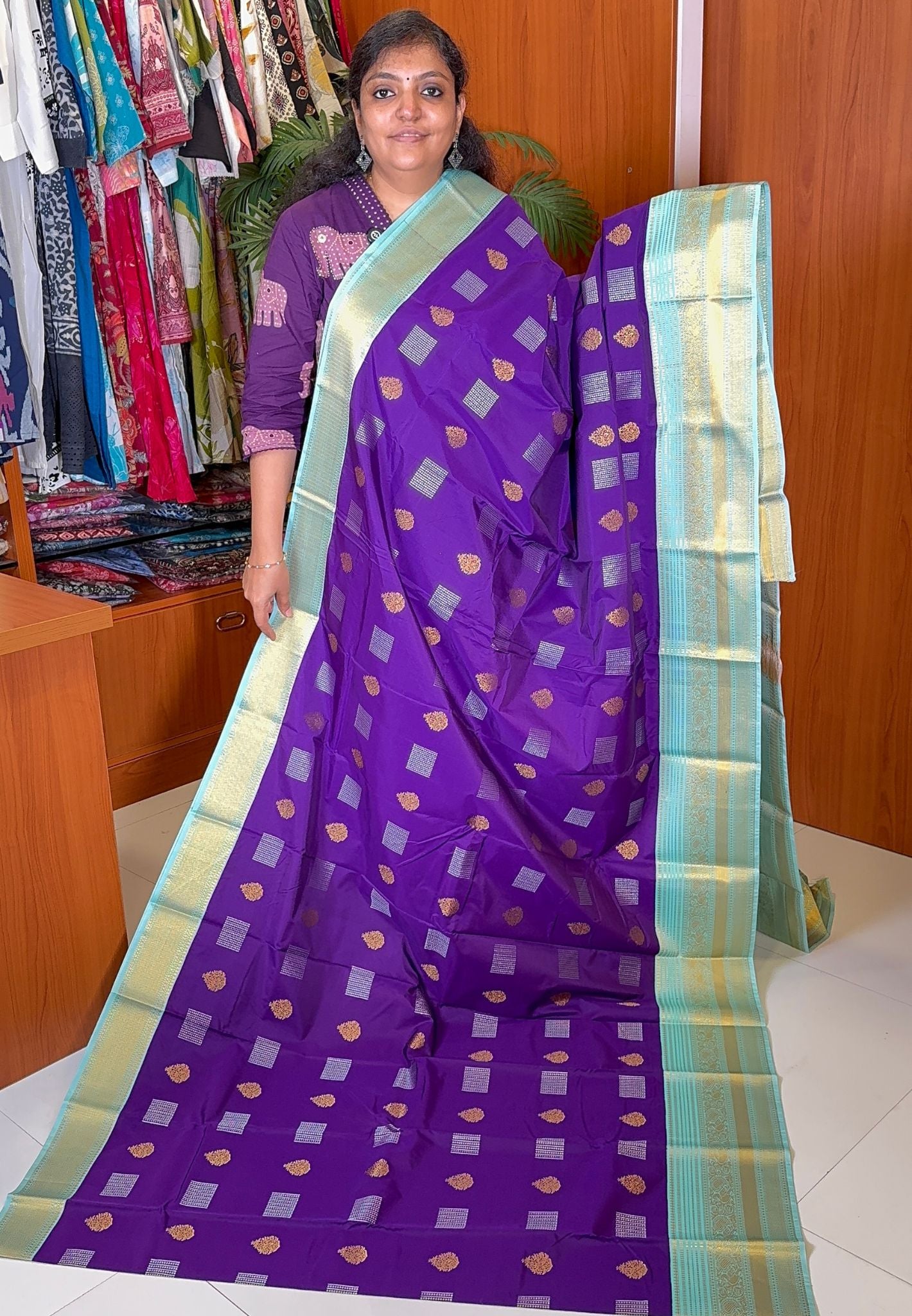 Budget Kanchipuram Silk Saree-Puprle