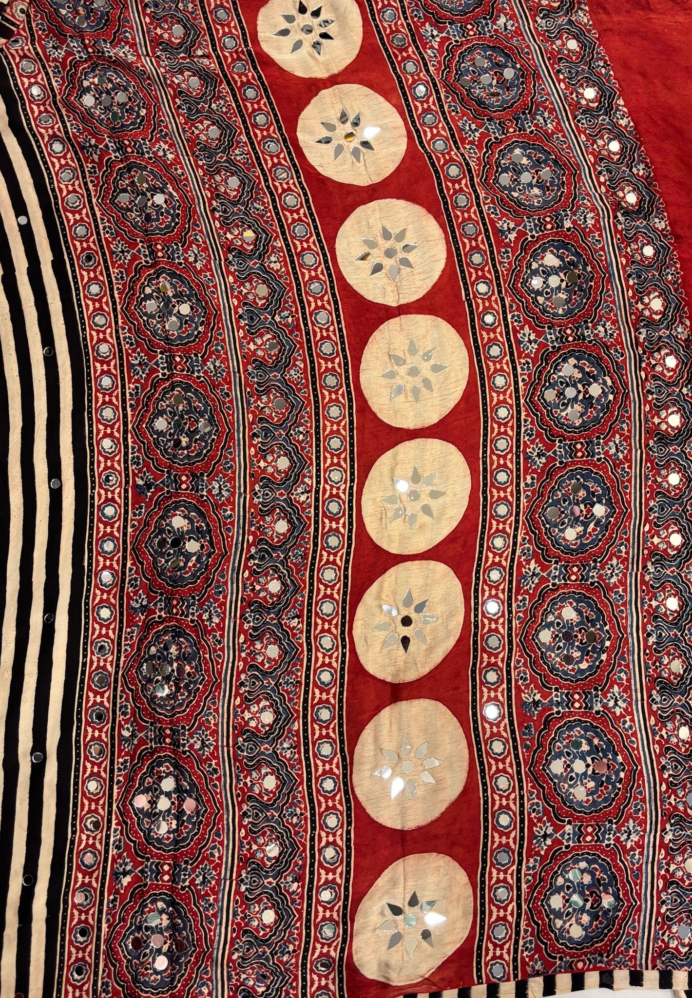 Pure Modal Silk Saree-Off White Original Mirror Work in Stripes