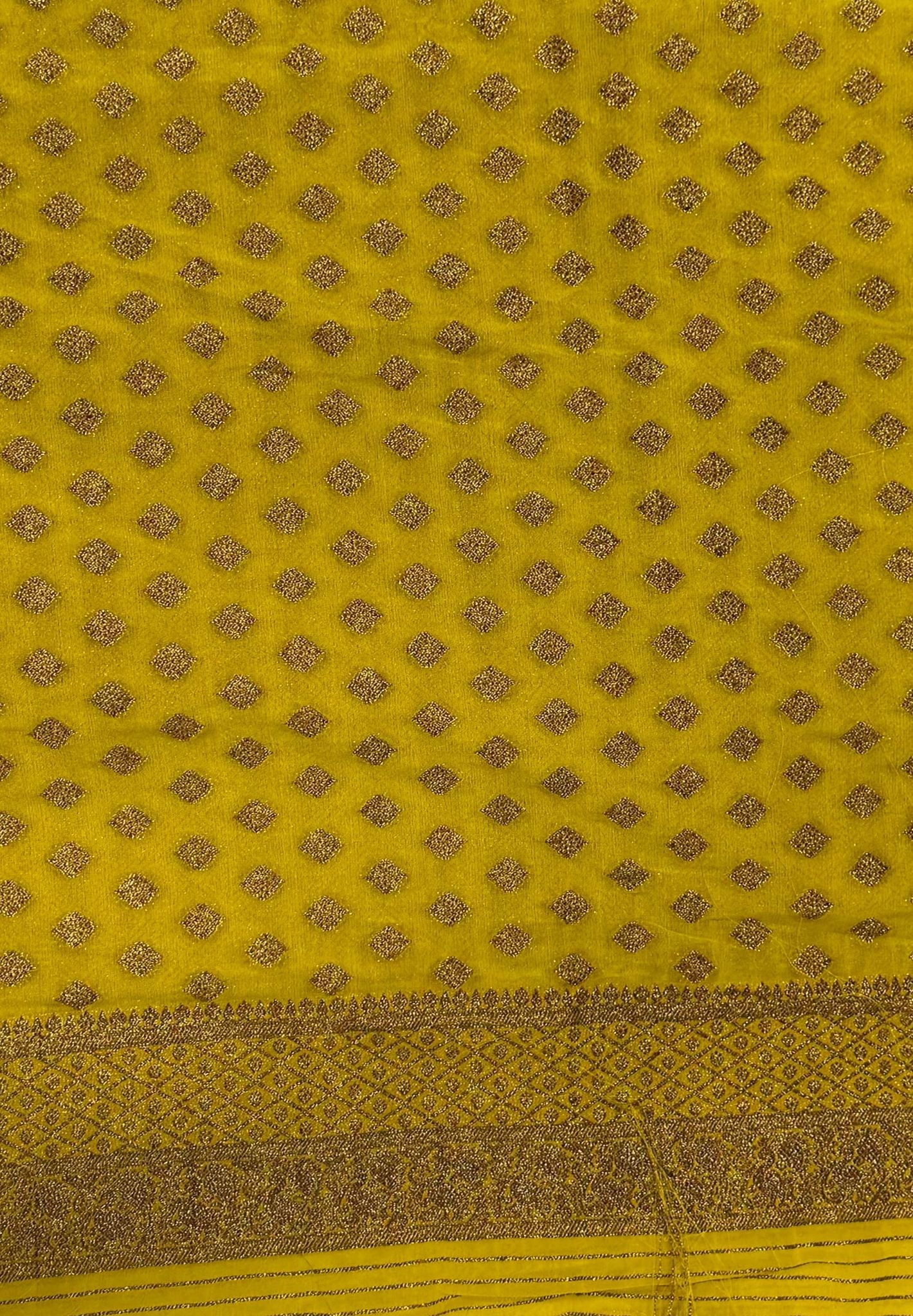 Banarasi Georgette Saree-Teal Green with Contrast Retapet Border