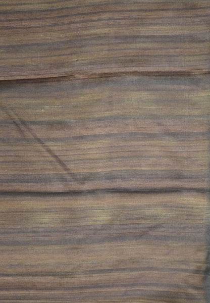 Matka Tussar Saree-Brown with Floral Pattern and Mirror Work