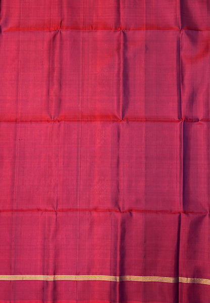 Pure Kanchipuram Silk Saree-Redish Purple With Kolam Zari Border