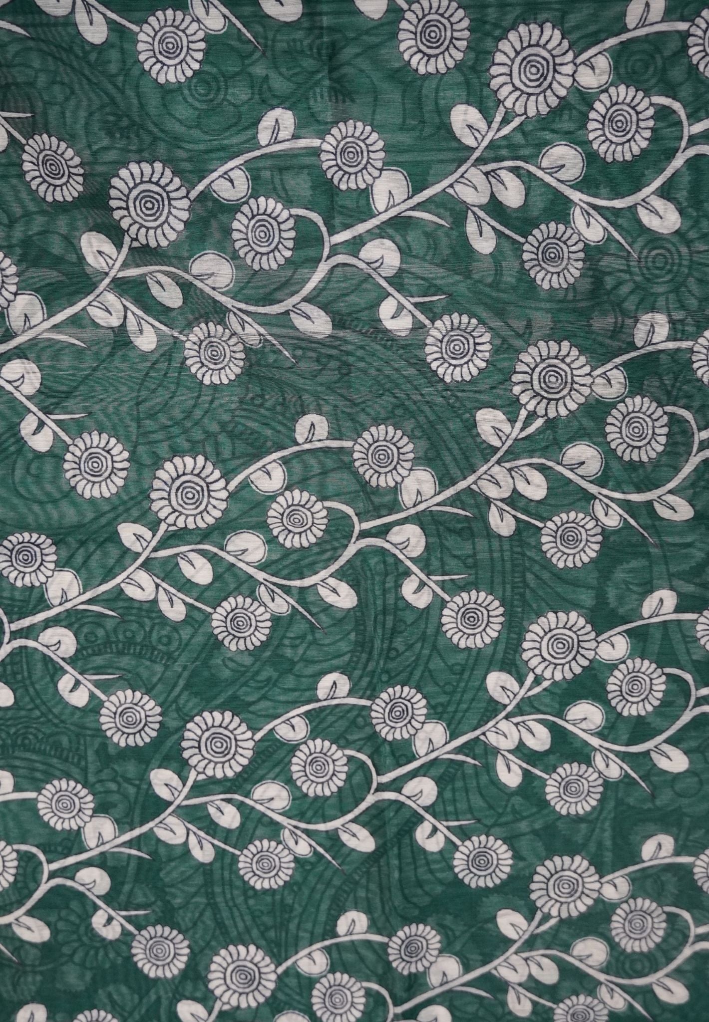 Chanderi Saree - Green with penn kalamkari print