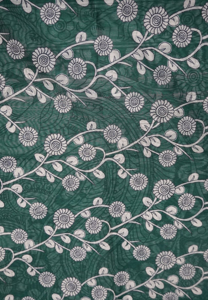 Chanderi Saree - Green with penn kalamkari print