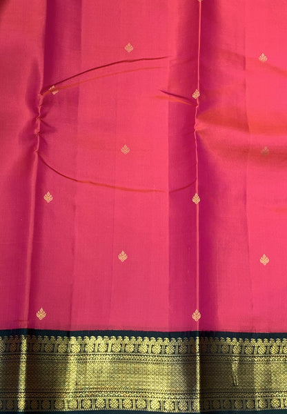 Pure Silk Saree – Pinkish Orange with Green Border