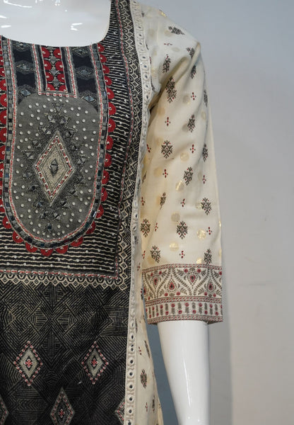 3 Pcs Classic Ethnic Printed Kurti Set