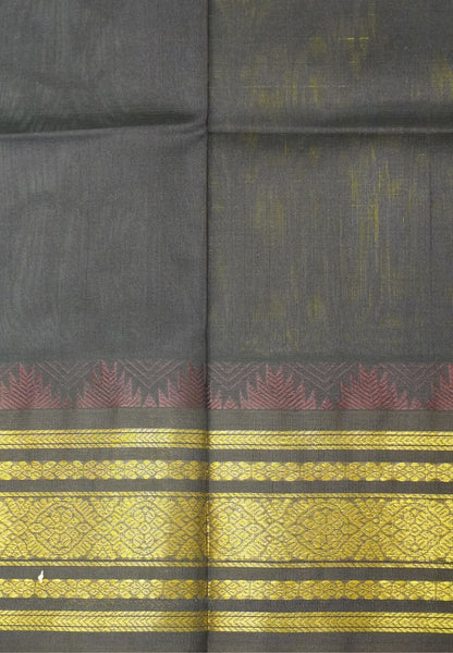 Pure Silk Cotton Saree-Peach Pink in Golden Zari Checks with Contrast Border