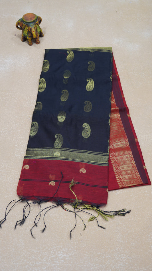 Maheswari Cotton Saree Manga Butta-Maroon