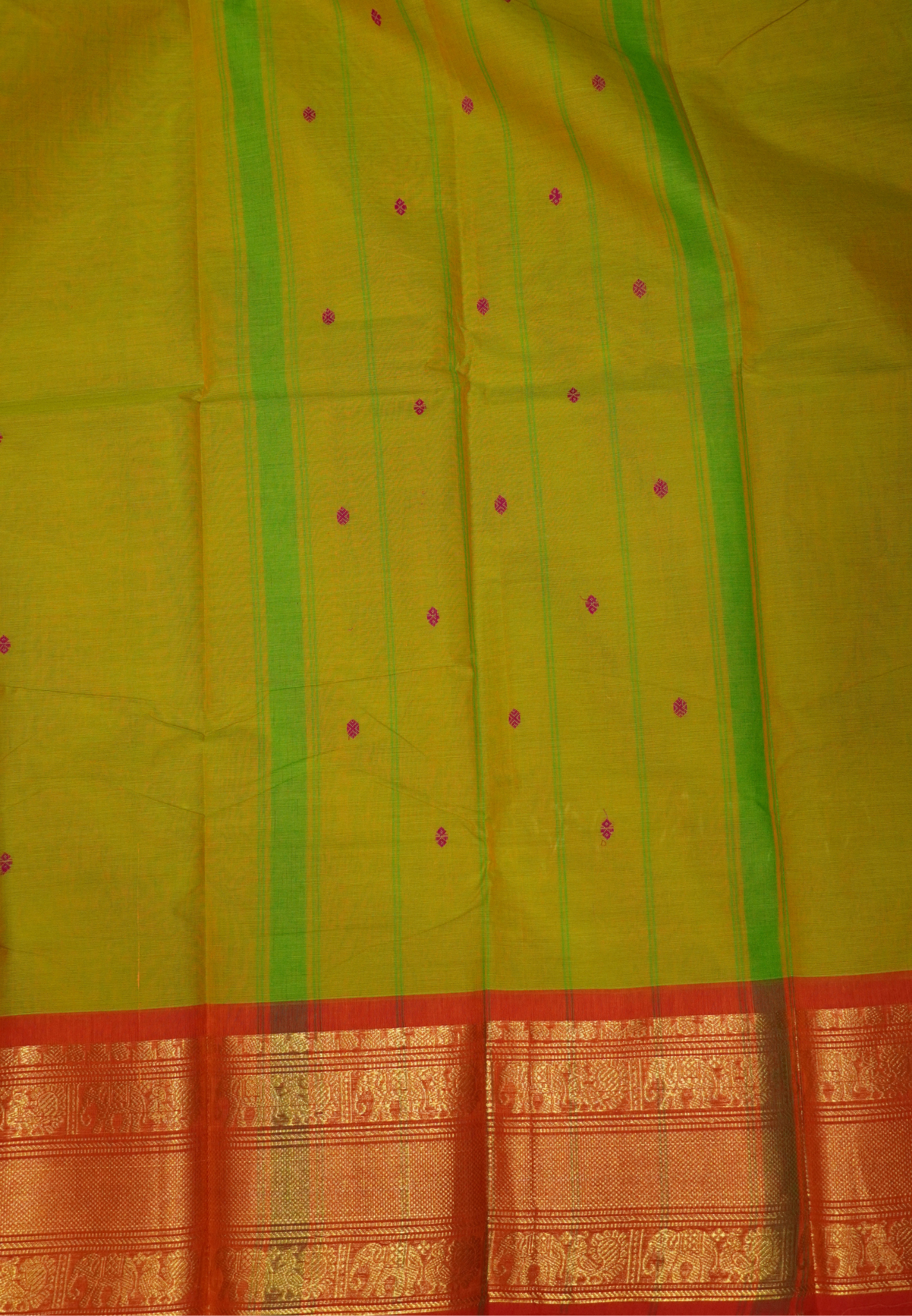Chettinadu Cotton Saree-Mehandi green