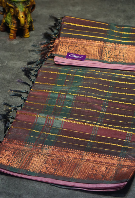 Vazhai Naaru Pattu Saree Veldhari Onion Pink to Purple