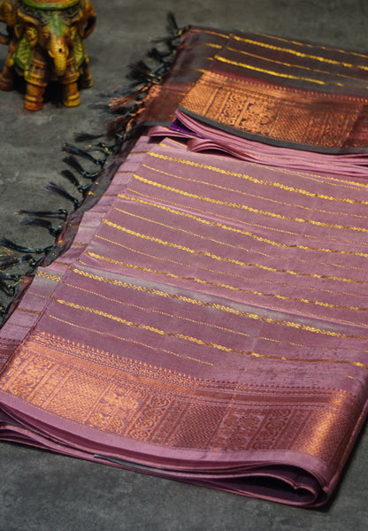Vazhai Naaru Pattu Saree Veldhari Onion Pink to Purple