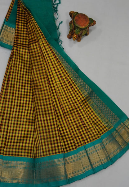 Pure Silk Cotton Saree- Palum Pazhamum Small Checks