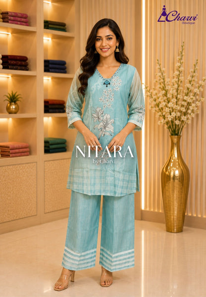 Aqua Blossom Cord Set