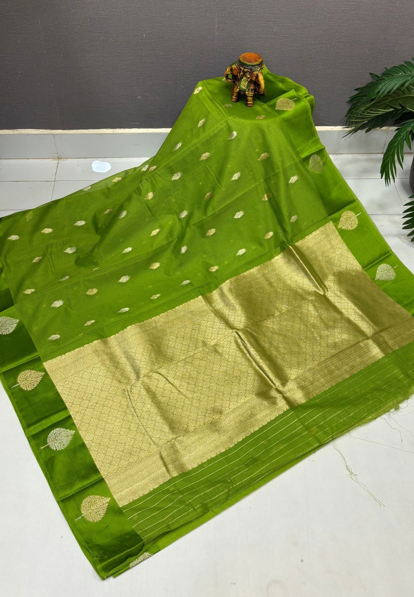 Art Silk Kota Saree-Light Green In Geometric Zari Brocade Border